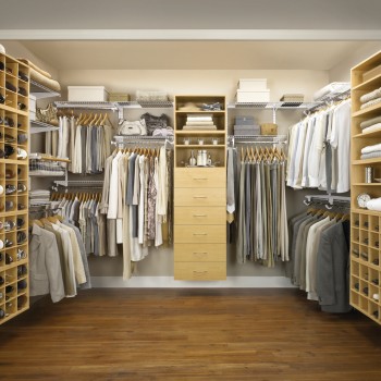 Stylish-Modern-Walk-In-Closet-Design-Idea-In-Light-Brown-With-Shoe-Storage-Drawers-And-White-Gray-Brown-Clothes-Amazing-Modern-Walk-In-Closet-Design-Ideas